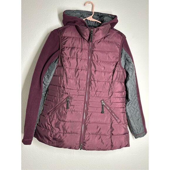 Bonita Women’s 2 in 1 Puffer Vest Fleece Full Zip Jacket Purple Size 38EU / M US - Picture 1 of 12